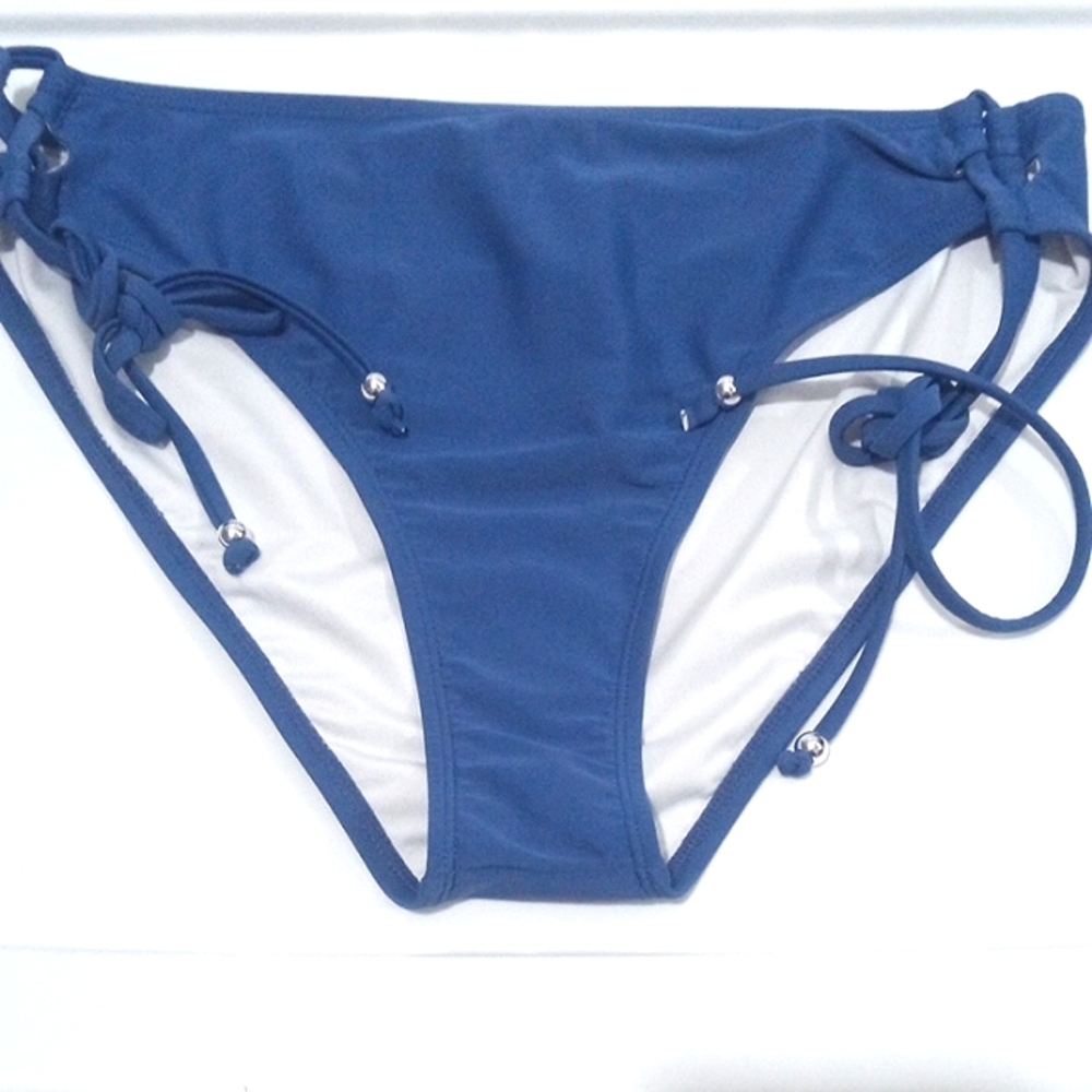 CUPSHE BLUE LOW RISE HIP STRING TIE SWIM BOTTOM SIZE LARGE NWOT